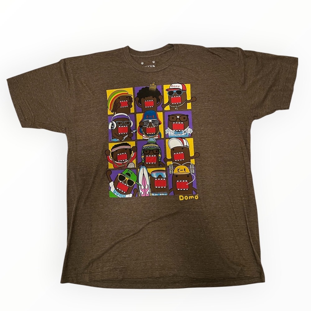 Domo Kun Graphic T-Shirt Mens 2XL Brown Heathered Short Sleeve Crewneck Mascot